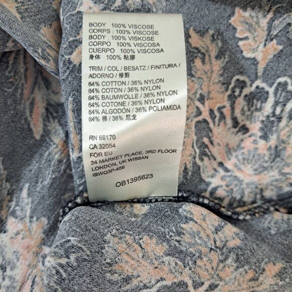 Free People Lucie Dress Black Yellow Short Lace Boho Coquet Puff  Sleeve Sz 4 - Picture 8 of 9